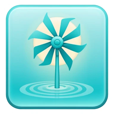 a Tiny compressed Stylized light-turquoise wind wind symbol inside a pastel gradient white square icon, light turquoise borders sticker