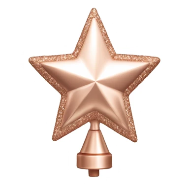 Realistic single isolated solid rose gold christmas tree topper. sticker