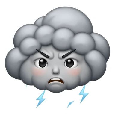 angry Thunderstorm Cloud, face, gray sticker