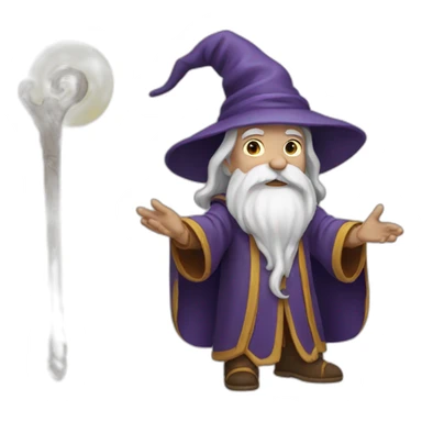 wizard telling a story by using his wand sticker