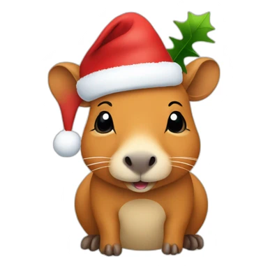 Capivara with a christmas hat sticker
