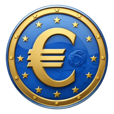 Transparent blue euro coin sticker