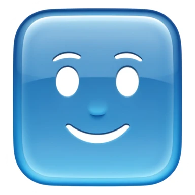 Glossy, transparent glass-style emoji — rounded rectangle, soft reflections, subtle highlights on corners, thin white outline, clean and modern. Transparent background. sticker