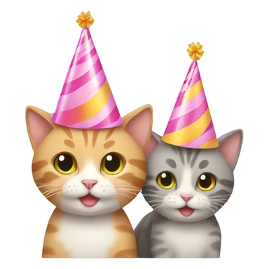 cat and kitten wearing birthday hats sticker