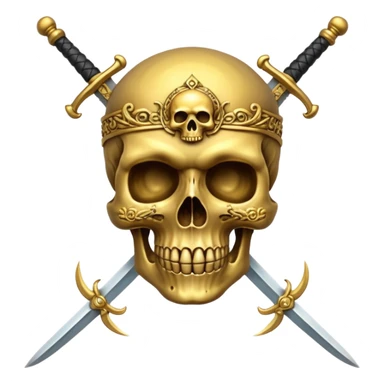 gold skull with swords sticker