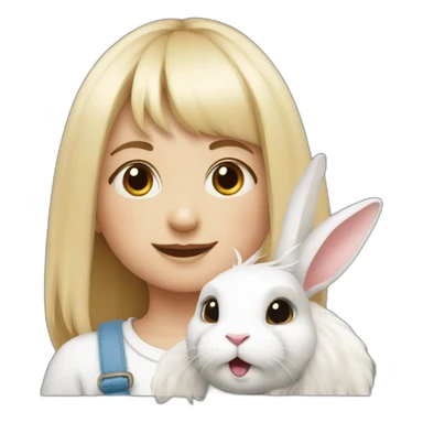 white rabbit with a little girl with bangs sticker