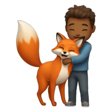 Hug emoji with a fox sticker