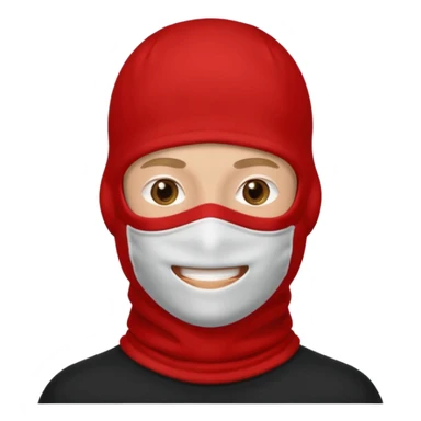 white man wearing a black top and red 2 hole balaclava sticker