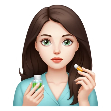 Beautiful fit brunette girl taking pills  sticker