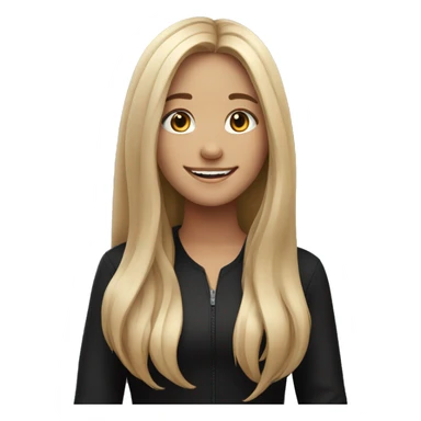 smiling girl with long hair with black outfit sticker