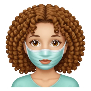 Girl with brow eyes and curly hair with mask for skincare sticker