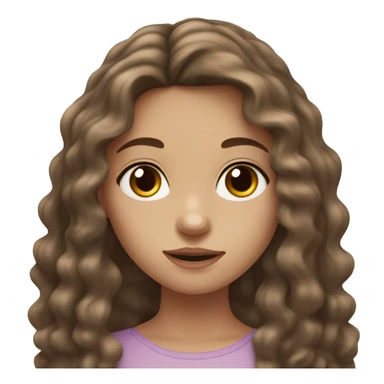 Girl with brown, long, wavy hair, pale skin, freckles, and hazel eyes  ￼ sticker
