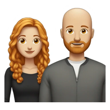 bald white man with black beard and girlfriend with long ginger hair sticker