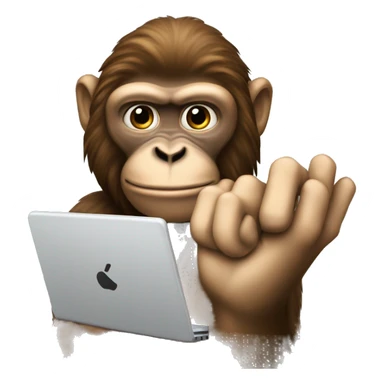 Un singe avec un ordinateur dans les mains  sticker