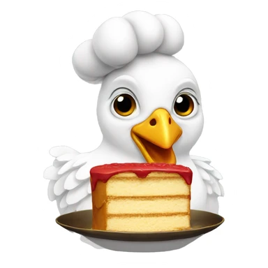 a chicken with a cake for a head gold medal   sticker