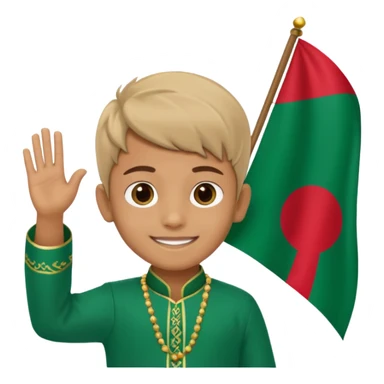 A boy stands with a Bangladeshi flag and greets on the occasion of December 16th. sticker