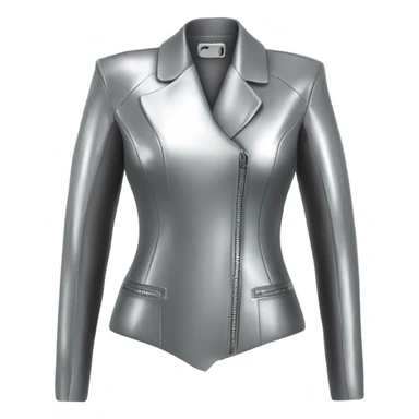 silver female latex jacket full view sticker