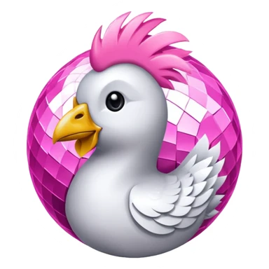 boule disco à facette et poule sticker