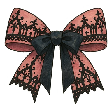 pink and black gothic bow sticker
