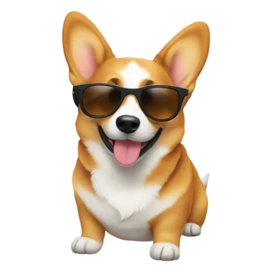 corgi wearing a sunglasses sticker
