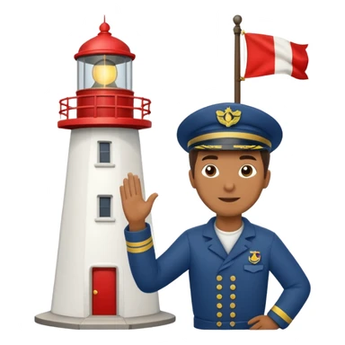 Keeper raising signal flag at lighthouse sticker
