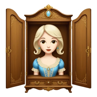 A character from the fairy tale Beauty and the Beast — the lady who was transformed into a wardrobe by magic. This character retains the wardrobe's original form while having a slight touch of anthropomorphism. sticker