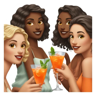 Five beautiful girls drinking aperol sticker