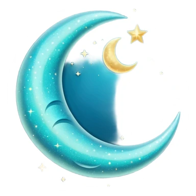 Glitter cian crescent moon sticker