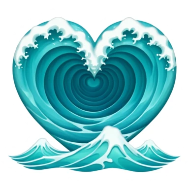 ocean wave love heart  sticker