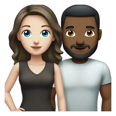 Man, pale skin, brown hair and blue eyes coupled with an olive skinned woman with black hair and brown eyes sticker