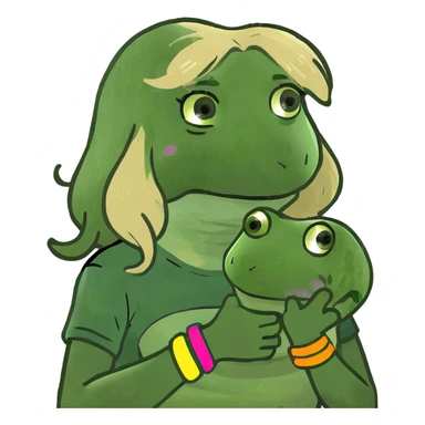 Nervous anxious sweating girl blond hair frog sticker