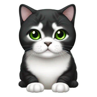 black and white scottish fold cat with green eyes  sticker