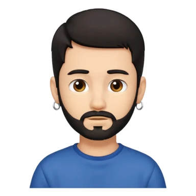 Dark-haired boy, short hair, with some beard and an earring in his ear sticker
