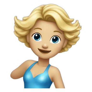 little blonde girl dancing in a blue bird costume sticker