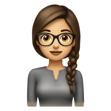 Fille cheveux lisse long brune raie au milieuyeux marron ave lunettes noires sticker