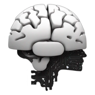 AI robot brain minimalistic and modern, black bg and white logo sticker