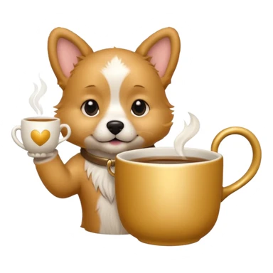 dog  holding ah tea cup sticker