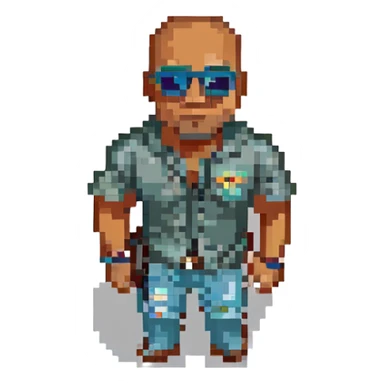 Dwayne Johnson with sunglasses pixel art style sticker