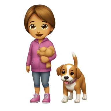 Niña cargando un perro sticker