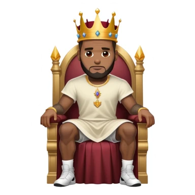 LeBron James on a throne wearing a crown with mortals bowing down to him sticker