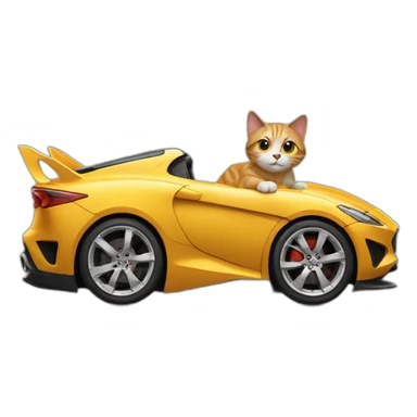 Cat on sport car sticker