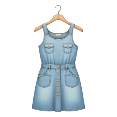vintage light wash women's denim dress on hanger sticker
