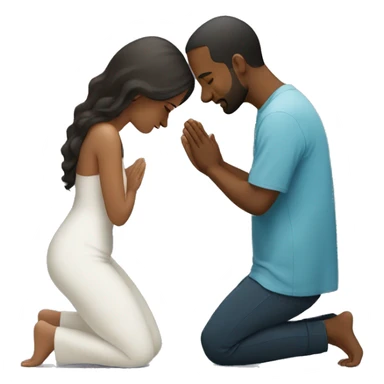 Woman praying on knees in front of man sticker