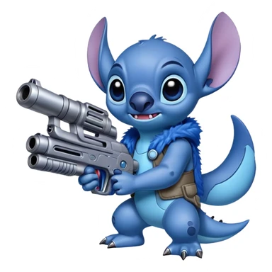 Stitch with alien guns sticker