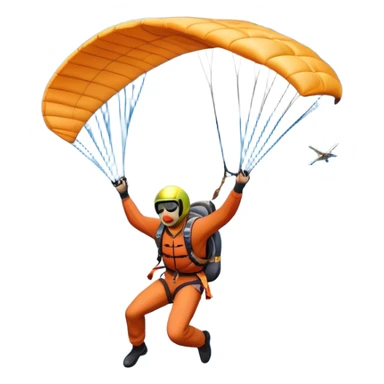 A base jumper soaring through the sky, with a parachute deployed, gliding over a dramatic cliffside or tall building. The background showcases a vast landscape below, with clouds and open skies, emphasizing the adrenaline and freedom of the sport sticker