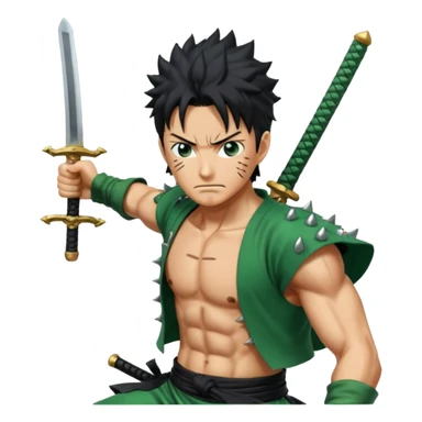 Has a zoro de one piece más epico en pocision de ataque y estilo anime  sticker