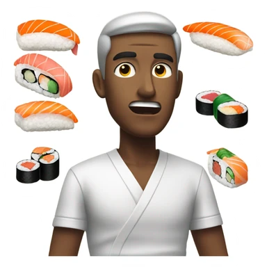 Guy drooling over sushi sticker