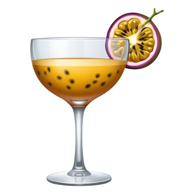 Cocktail glass with half passionfruit sticker