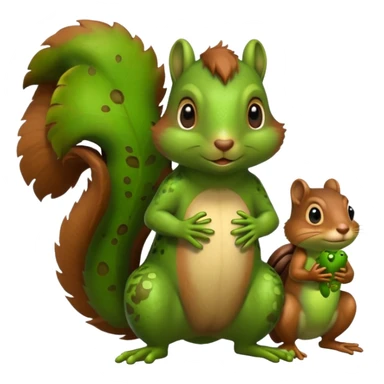 Squirrel stand with a frog sticker
