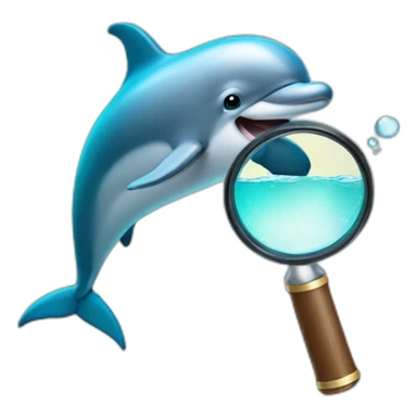 A dolphin with a magnifying glass sticker